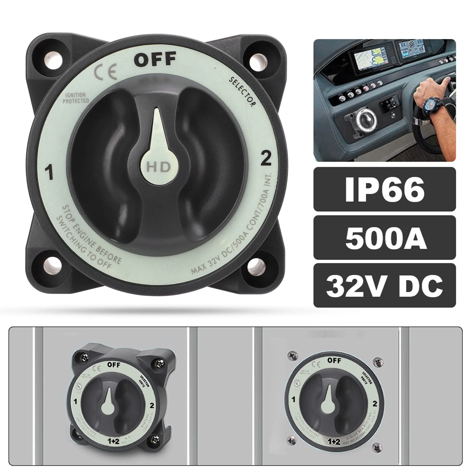 Battery Switch,500A 3 Position Battery Disconnect Switch Power Cut Master Switch IP66 Waterproof Ignition Protection for RV Boat
Battery Switch,500A 3 Position Battery Disconnect Switch Power Cut Master Switch IP66 Waterproof Ignition Protection for RV Boat