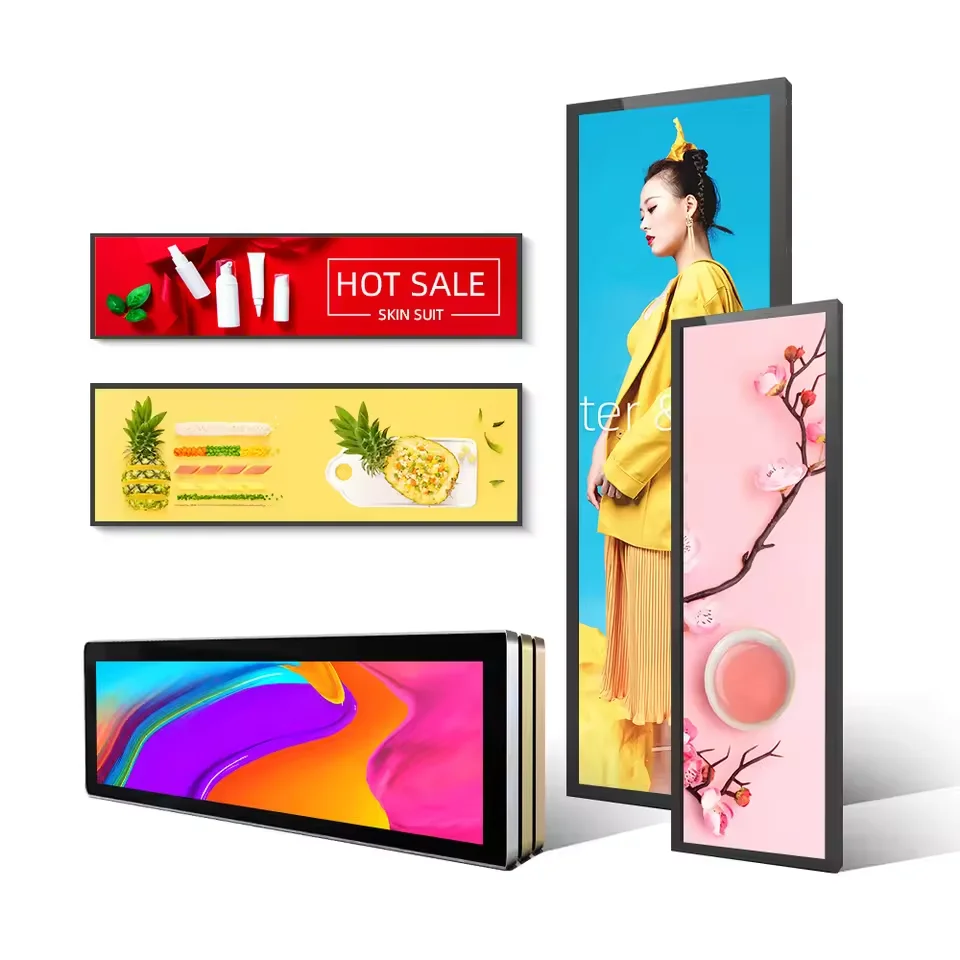 Commercial Long Narrow Shelf Edge Advertising Screen Bar Lcd Advertising Players Stretch bar Lcd Display Digital Signage
Commercial Long Narrow Shelf Edge Advertising Screen Bar Lcd Advertising Players Stretch bar Lcd Display Digital Signage