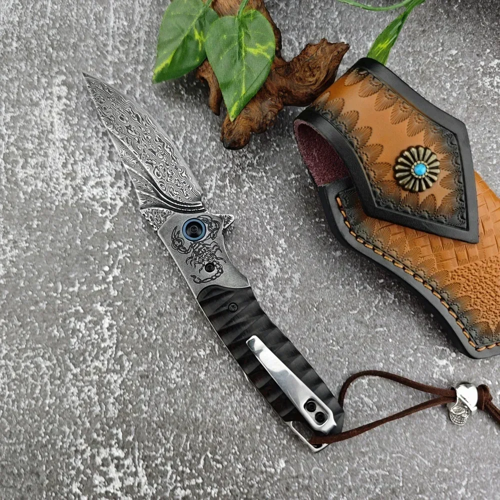 Damascus Steel Knife Premium Wooden Handle Folding Knife With Genuine Leather Sheath Outdoor Belt Knife Camping Defense Tool
Damascus Steel Knife Premium Wooden Handle Folding Knife With Genuine Leather Sheath Outdoor Belt Knife Camping Defense Tool