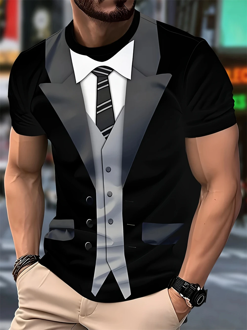 Летний забавный искусственный пиджак с 3D принтом, мужские футболки, модная модная повседневная уличная одежда, мужские персонализированные топы с круглым вырезом и короткими рукавами
Летний забавный искусственный пиджак с 3D принтом, мужские футболки, модная модная повседневная уличная одежда, мужские персонализированные топы с круглым вырезом и короткими рукавами