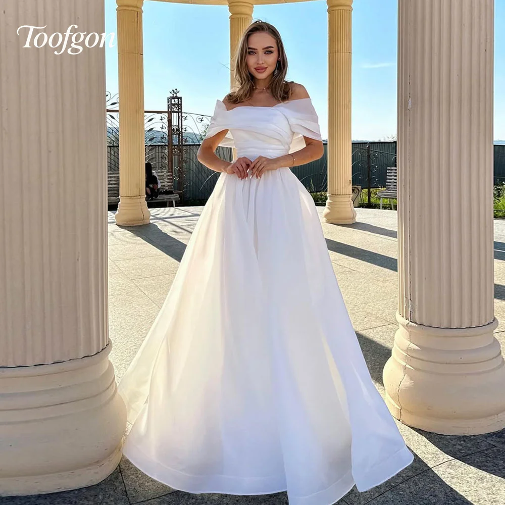 Toofgon Customized Off Shoulder A Line Wedding Dresses Organza Short Sleeve Bride Gown Backless Long Beach Boho Bridal Gown
Toofgon Customized Off Shoulder A Line Wedding Dresses Organza Short Sleeve Bride Gown Backless Long Beach Boho Bridal Gown