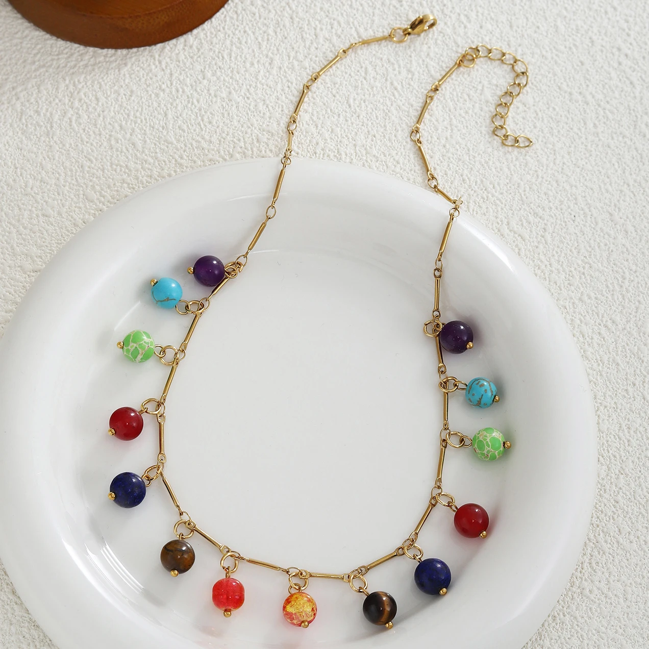 Seven Chakra Stainless Steel Necklace For Women Adjustable Chain Bohemian Style Energy Balance Jewelry Spiritual Healing Gift 
Seven Chakra Stainless Steel Necklace For Women Adjustable Chain Bohemian Style Energy Balance Jewelry Spiritual Healing Gift