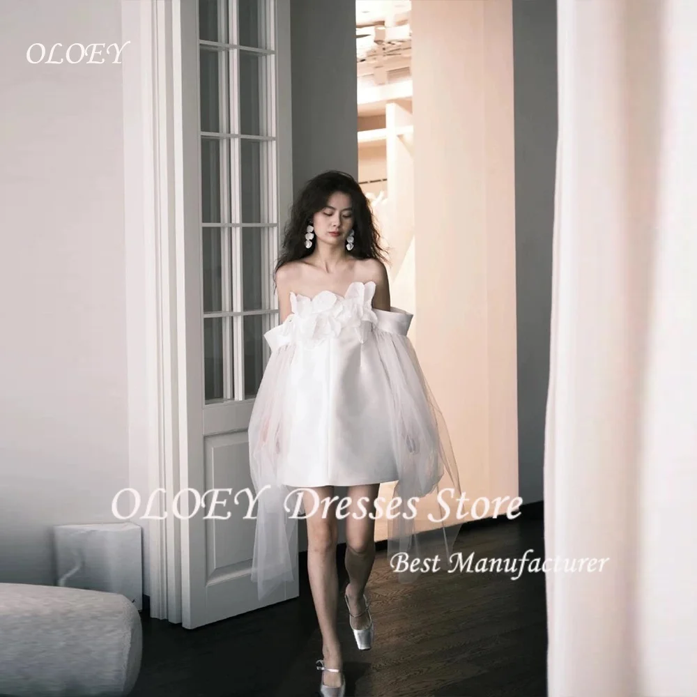 OLOEY White Strapless Simple Wedding Party Dress Handmade Flowers Wedding Dresses For Woman Knee-Length A-line Customized
OLOEY White Strapless Simple Wedding Party Dress Handmade Flowers Wedding Dresses For Woman Knee-Length A-line Customized