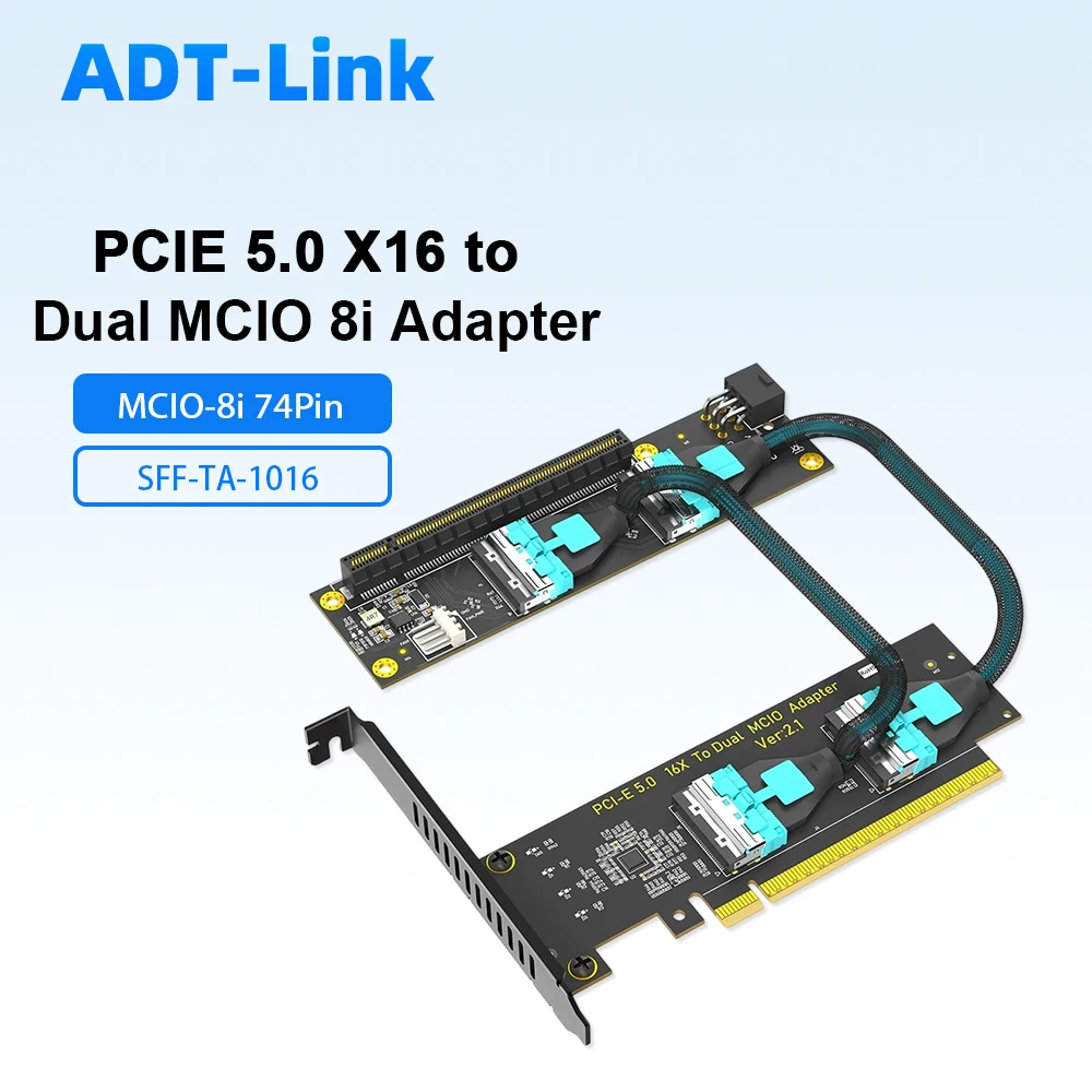 PCIe 5.0 X16 to Dual MCIO 8i 74Pin Adapter Card 2-Port SFF-TA-1016 Mini Cool Edge IO NVMe SSD Expansion Server Storage Converter
PCIe 5.0 X16 to Dual MCIO 8i 74Pin Adapter Card 2-Port SFF-TA-1016 Mini Cool Edge IO NVMe SSD Expansion Server Storage Converter