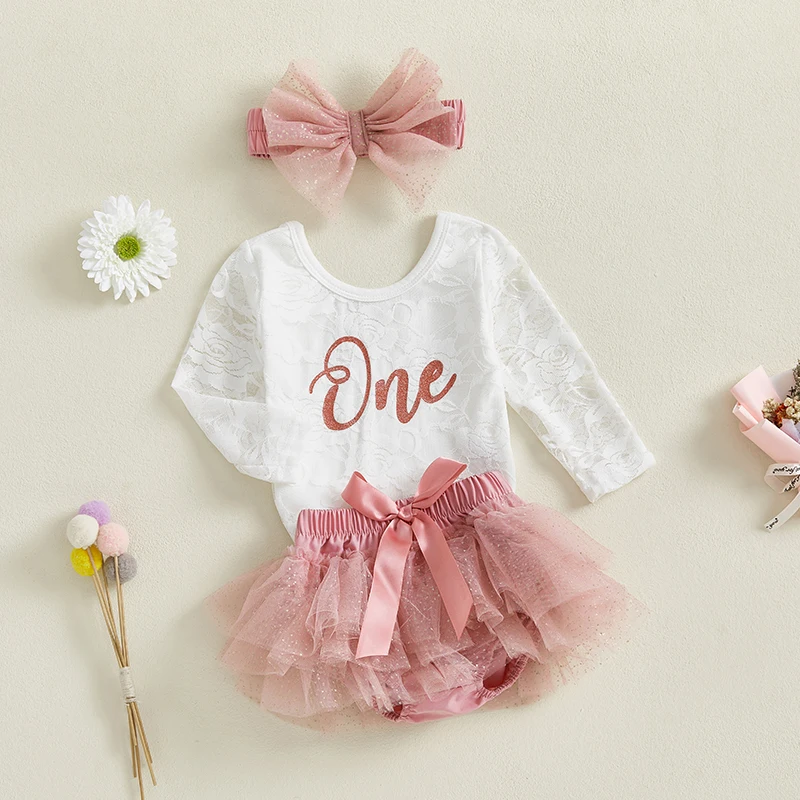 Одежда для маленьких девочек «Мой первый день рождения», милый кружевной комбинезон с длинными рукавами и цветочным принтом, юбка-пачка, комплект с повязкой на голову 
Одежда для маленьких девочек «Мой первый день рождения», милый кружевной комбинезон с длинными рукавами и цветочным принтом, юбка-пачка, комплект с повязкой на голову