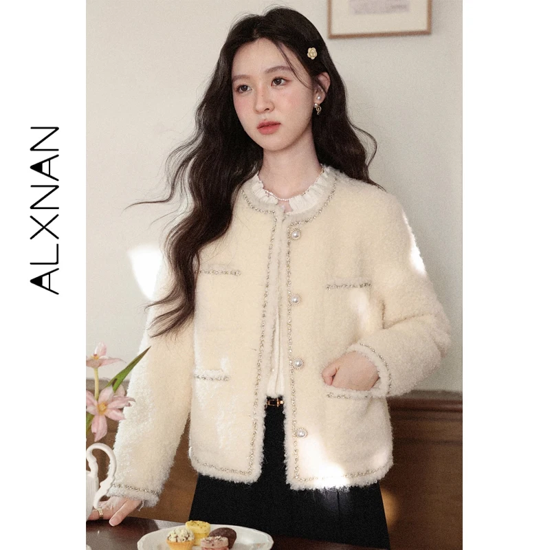 ALXNAN Winter Warm Sherpa Coat Loose-fit Warm Apricot Knitted Button Short Crew Neck Elegant Outerwear Fashion Jacket L59662
ALXNAN Winter Warm Sherpa Coat Loose-fit Warm Apricot Knitted Button Short Crew Neck Elegant Outerwear Fashion Jacket L59662