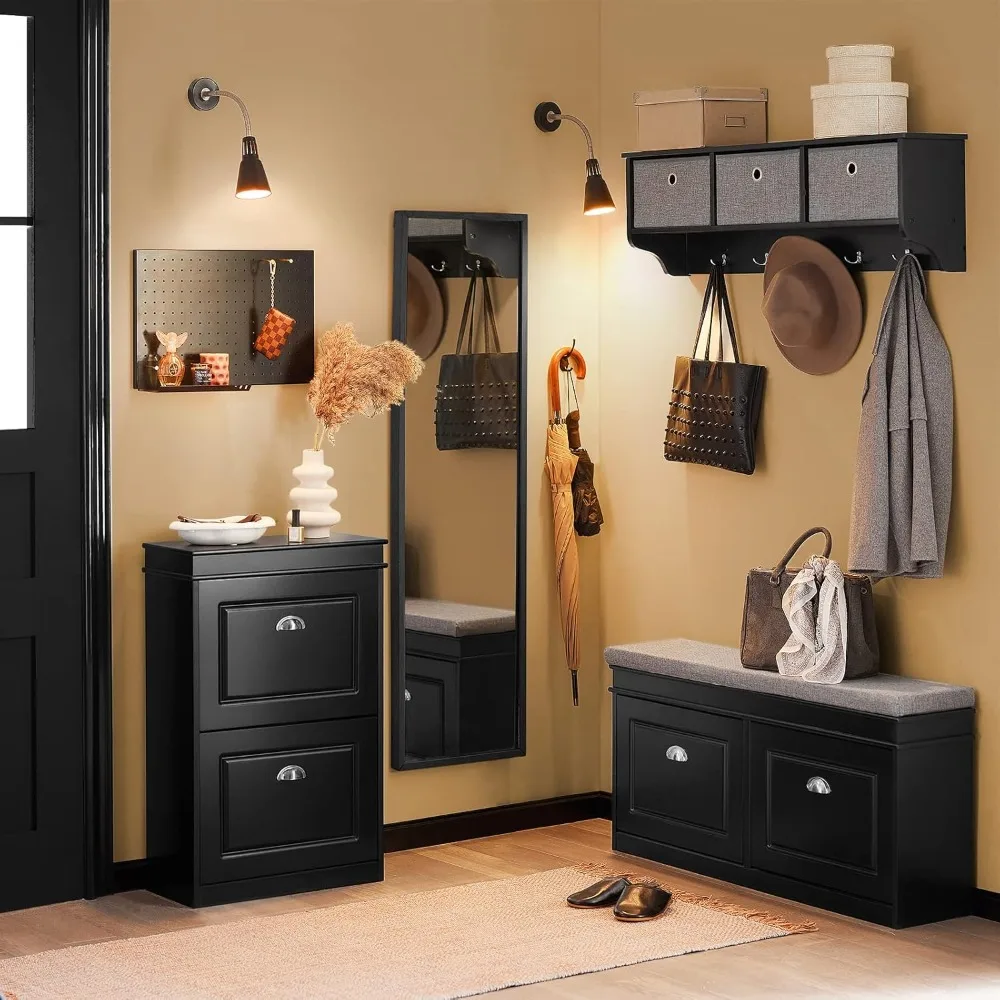 Small Shoe Cabinet, Slim Shoe Rack 2 lip-Ders, Thin Shoe Storage Cupboard Organizer Unit or Entryway and Hallway, Black SR78-SCH
Small Shoe Cabinet, Slim Shoe Rack 2 lip-Ders, Thin Shoe Storage Cupboard Organizer Unit or Entryway and Hallway, Black SR78-SCH