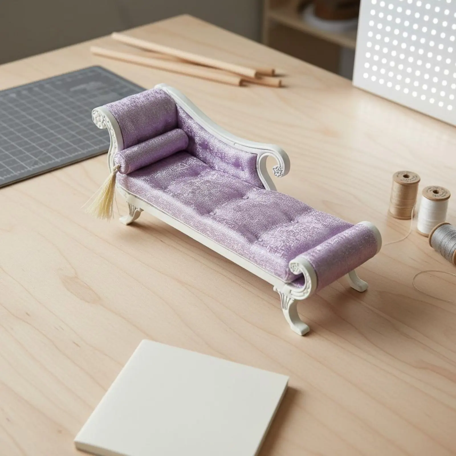 Dollhouse Chaise Lounge Wooden Frame Miniature Fainting Couch 1:12 Scale Sofa Detailed Upholstery for Collectors
Dollhouse Chaise Lounge Wooden Frame Miniature Fainting Couch 1:12 Scale Sofa Detailed Upholstery for Collectors