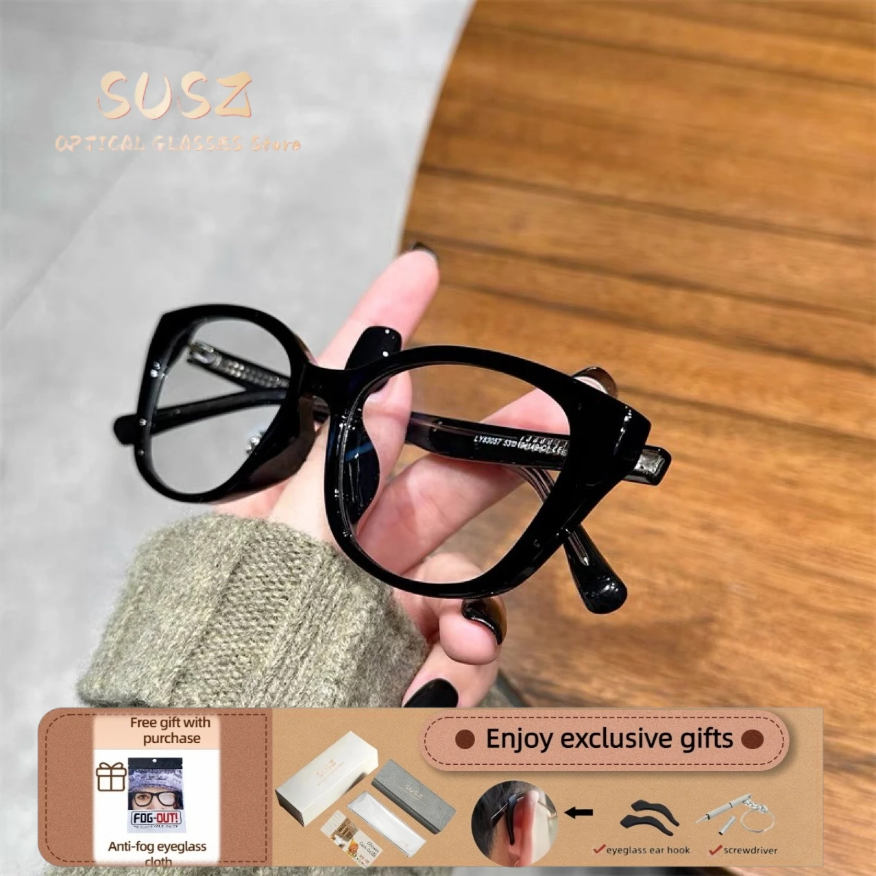 SUSZ Fashion Square Large Frame Reading Glasses Ladies Blue Light Blocking Myopia Glasses Customization Progressive Eyeglasses
SUSZ Fashion Square Large Frame Reading Glasses Ladies Blue Light Blocking Myopia Glasses Customization Progressive Eyeglasses