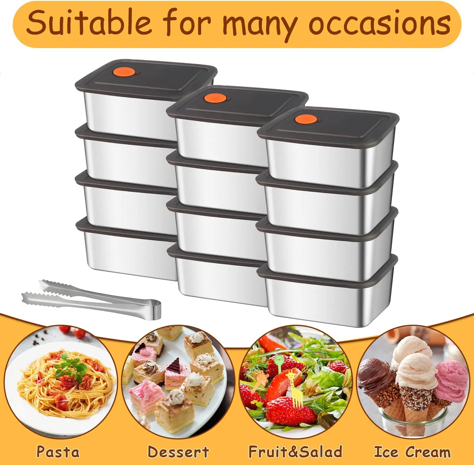 316 Stainless Steel Food Storage Containers Airtight Lids Fresh-keeping Container Metal Refrigerator Container for Lunch, Picnic
316 Stainless Steel Food Storage Containers Airtight Lids Fresh-keeping Container Metal Refrigerator Container for Lunch, Picnic