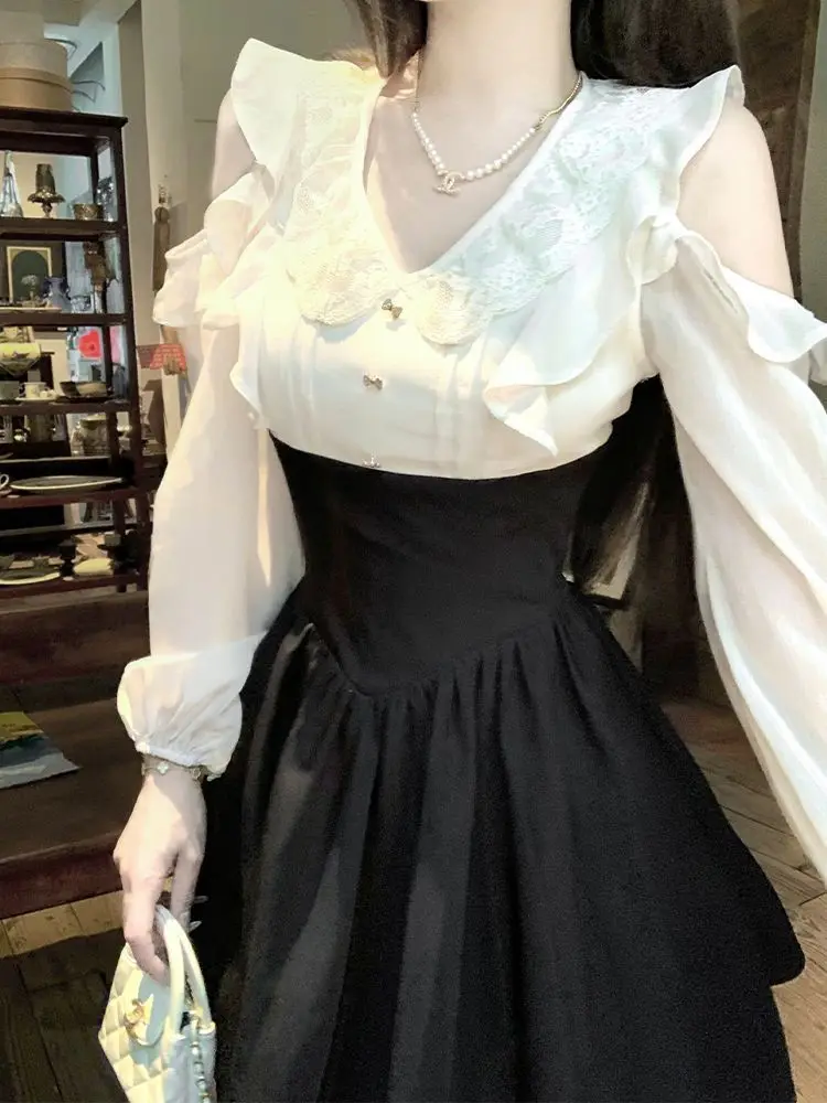 Japan New Autumn Style French Apricot Off-Shoulder Shirt Slimming Waist Contrast Dress
Japan New Autumn Style French Apricot Off-Shoulder Shirt Slimming Waist Contrast Dress