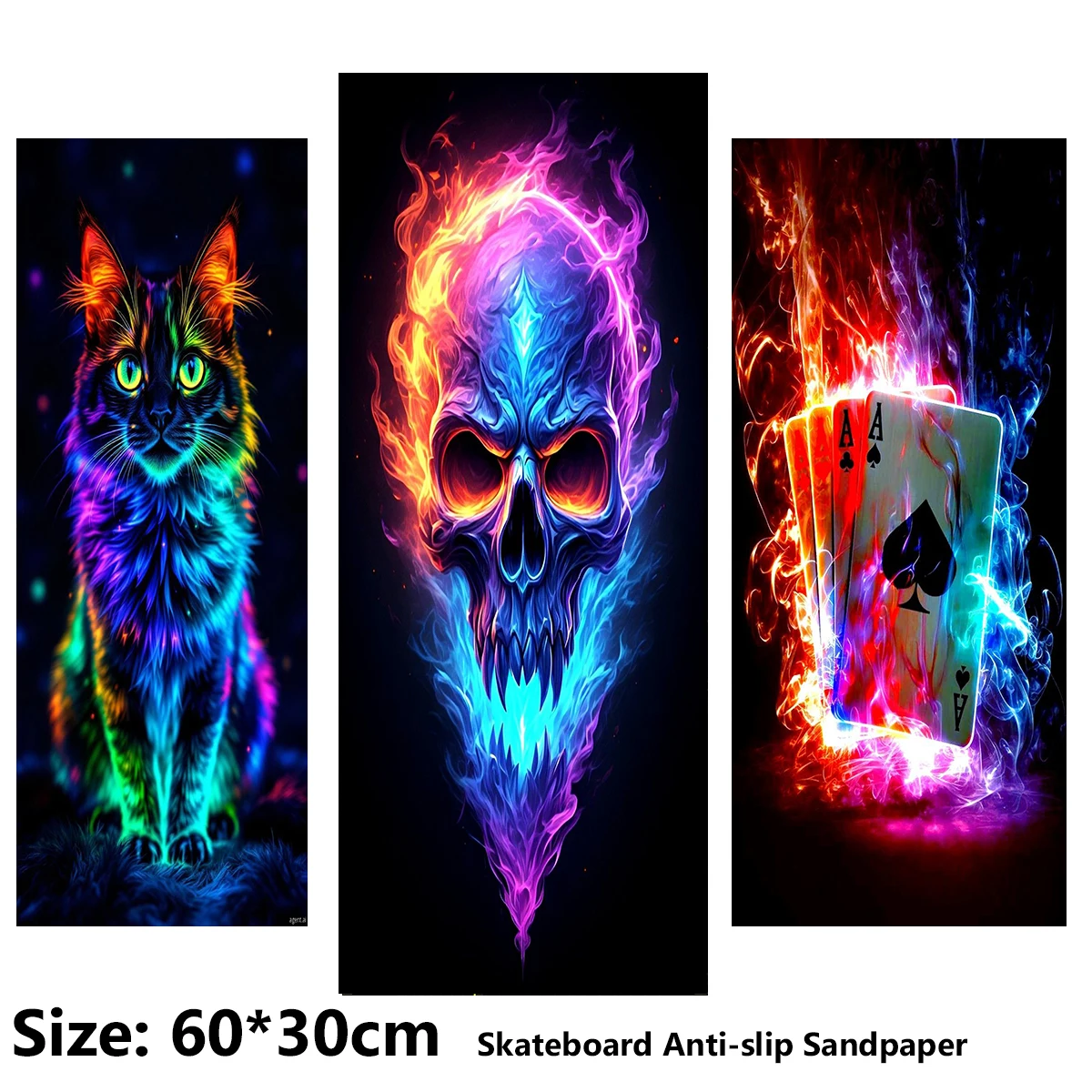 ElecStric Scooter Anti-slip Sticker Sandpaper Skateboard Grip Tape Sheet 60*30cm Rainbow Skeleton Cat Poker Pattern
ElecStric Scooter Anti-slip Sticker Sandpaper Skateboard Grip Tape Sheet 60*30cm Rainbow Skeleton Cat Poker Pattern