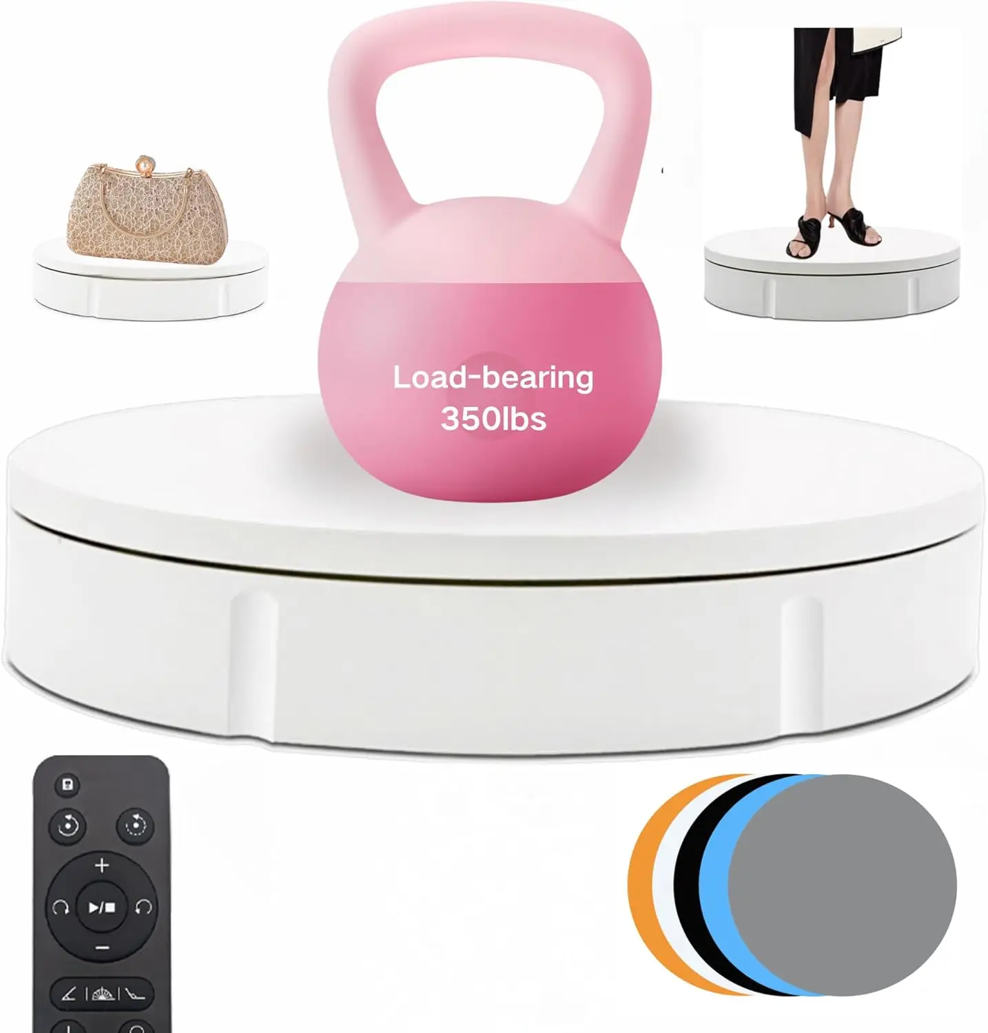 Motorized Rotating Display Stand, 350Lbs Load, 360 Degree Electric Turntable for Photography and Live Shows with Remote Control
Motorized Rotating Display Stand, 350Lbs Load, 360 Degree Electric Turntable for Photography and Live Shows with Remote Control