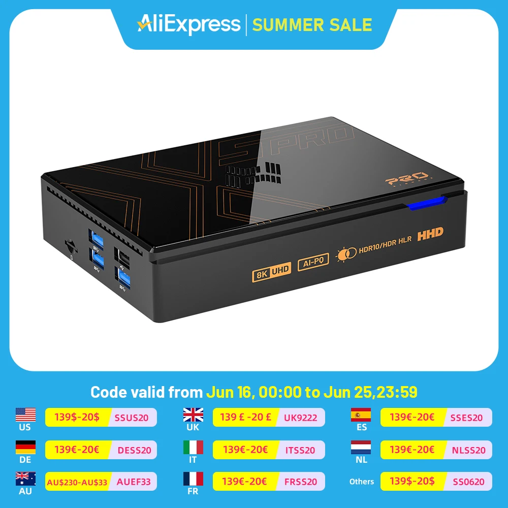 Kinhank X5 Pro Android TV 12.0 OS Box for 8K@60FPS 4K@120FPS with 8G+64G 2.4G&5G Dual Wifi HD Gigabit interface Movie Player
Kinhank X5 Pro Android TV 12.0 OS Box for 8K@60FPS 4K@120FPS with 8G+64G 2.4G&5G Dual Wifi HD Gigabit interface Movie Player
