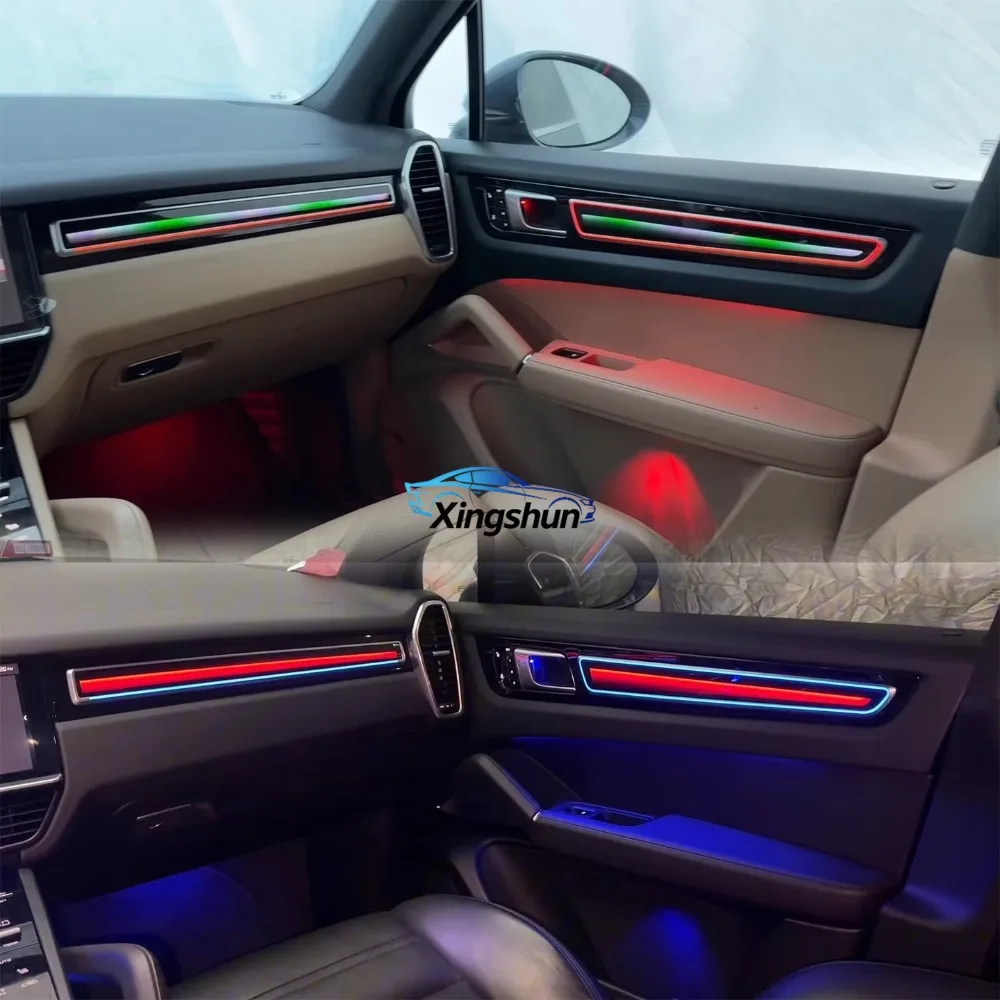 64-цветная атмосферная подсветка для Porsche Cayenne 2018-2023: Динамическая светодиодная декоративная подсветка салона
64-цветная атмосферная подсветка для Porsche Cayenne 2018-2023: Динамическая светодиодная декоративная подсветка салона