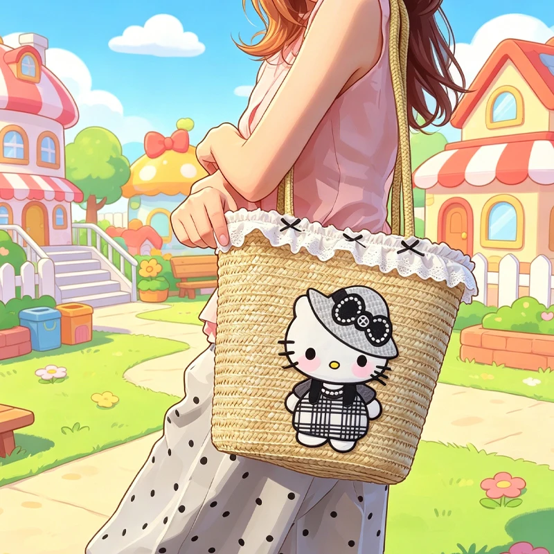 New Hello Kittys Straw Bag Crossbody Bag Embroidery Girl Summer Bags for Woman Vegetable Basket Large Capacity
New Hello Kittys Straw Bag Crossbody Bag Embroidery Girl Summer Bags for Woman Vegetable Basket Large Capacity