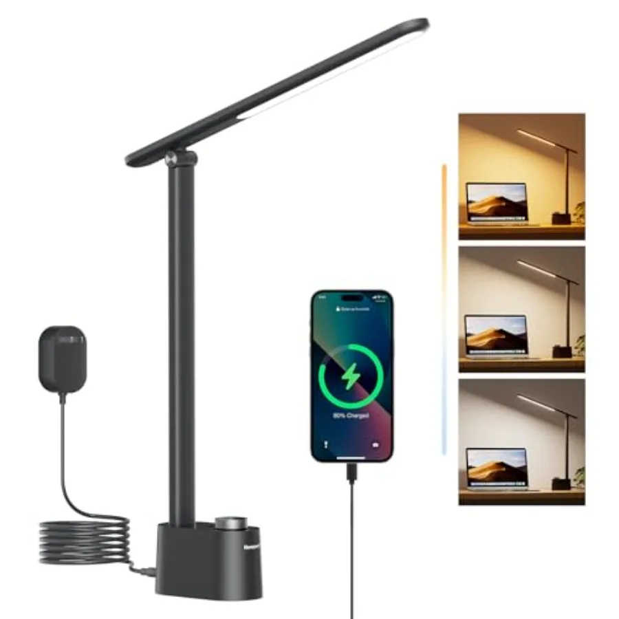 LED Desk Lamp - Sunturalux Desk Lamps for Home Office with USB A+C Charging Ports, Stepl Dimmable Eye-Caring Foldable Desk Ligh
LED Desk Lamp - Sunturalux Desk Lamps for Home Office with USB A+C Charging Ports, Stepl Dimmable Eye-Caring Foldable Desk Ligh