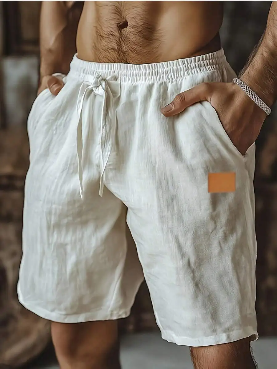 Mens 100% Linen Beach Shorts With Drawstring Waist Casual Loose Fit Summer Wear
Mens 100% Linen Beach Shorts With Drawstring Waist Casual Loose Fit Summer Wear