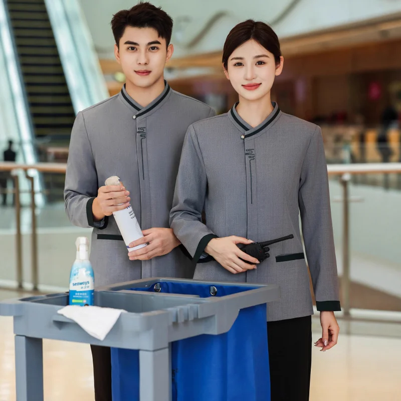 Hotel property cleaning work uniforms for autumn and winter, long-sleeved staff suits for housekeeping, guest room, and sales de
Hotel property cleaning work uniforms for autumn and winter, long-sleeved staff suits for housekeeping, guest room, and sales de