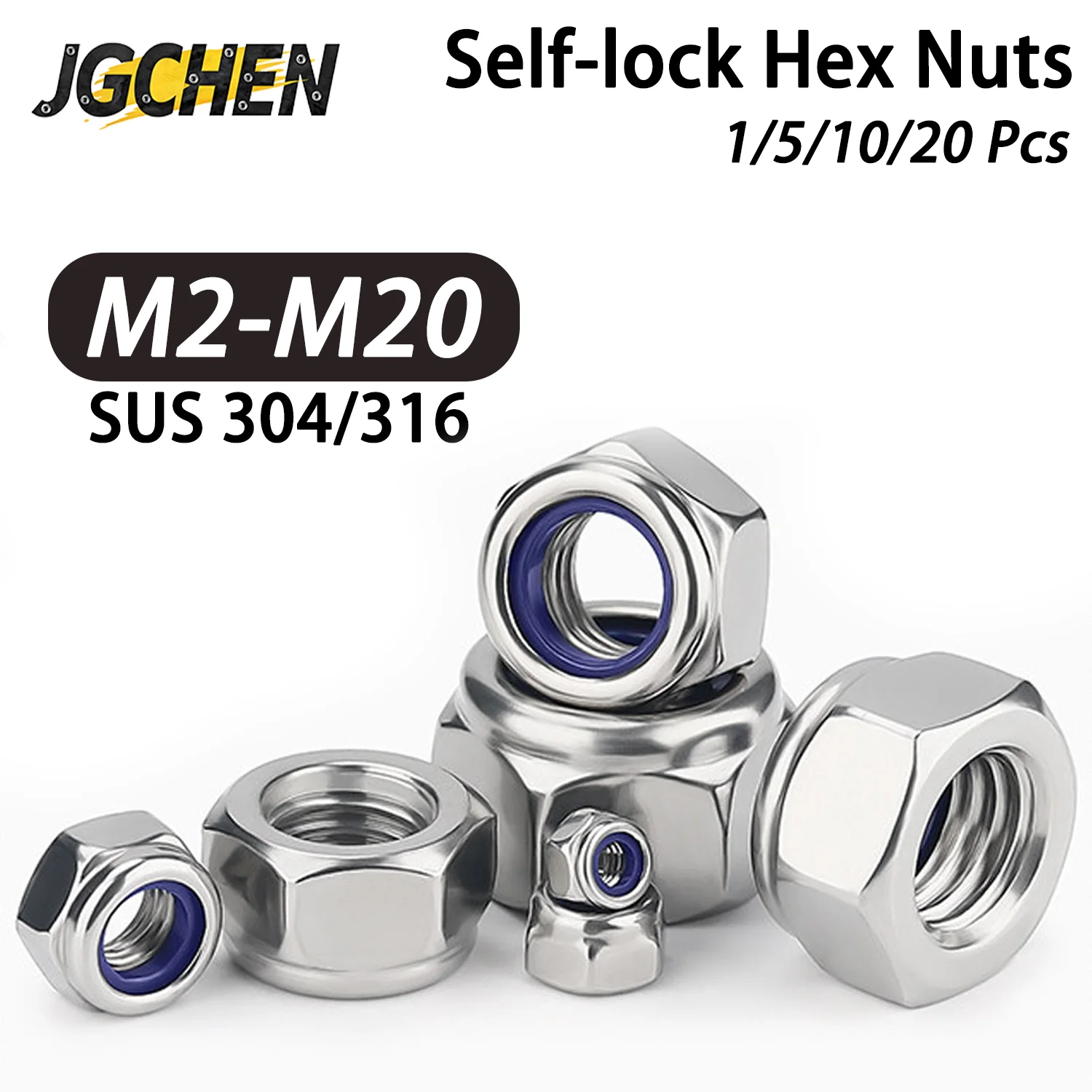 1/5/10/20pcs M2 M2.5 M3 M4 M5 M6 M8 M10 M12 M14 M16 M18 M20 M22 316 304 Stainless Steel Nylon Self-lock Hex Nuts Locknut DIN985
1/5/10/20pcs M2 M2.5 M3 M4 M5 M6 M8 M10 M12 M14 M16 M18 M20 M22 316 304 Stainless Steel Nylon Self-lock Hex Nuts Locknut DIN985