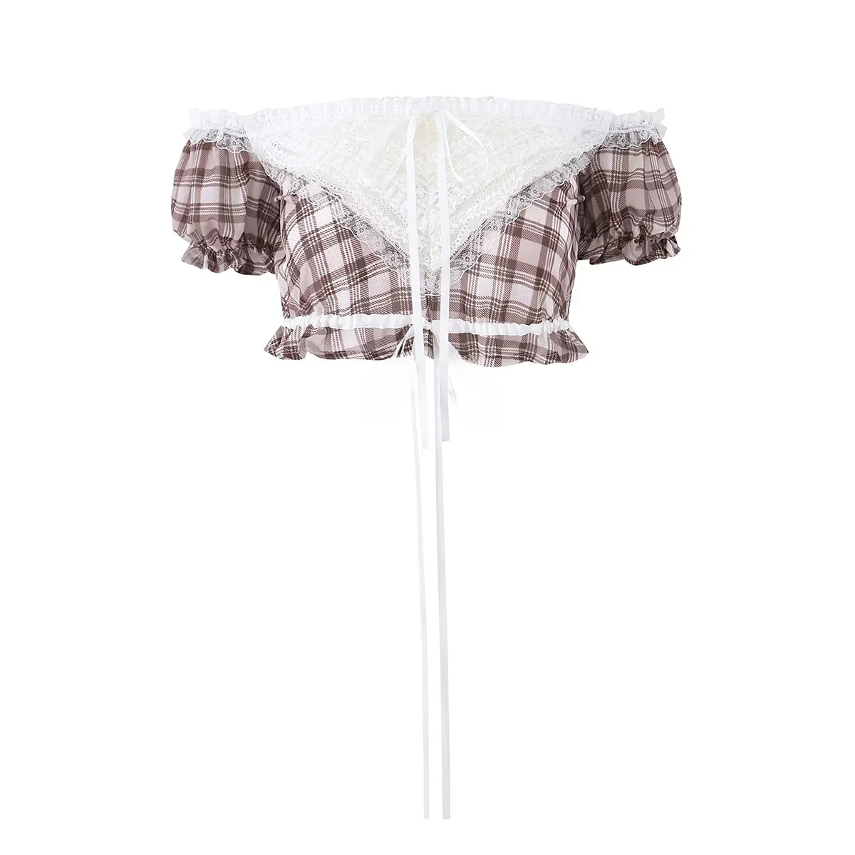 Summer New Sexy Lace Shoulder Bubblesleeve Plaid Ribbon Waist Short Shirt Women's Fashion Slim Fit European Style Ultra Short...
Summer New Sexy Lace Shoulder Bubblesleeve Plaid Ribbon Waist Short Shirt Women's Fashion Slim Fit European Style Ultra Short...