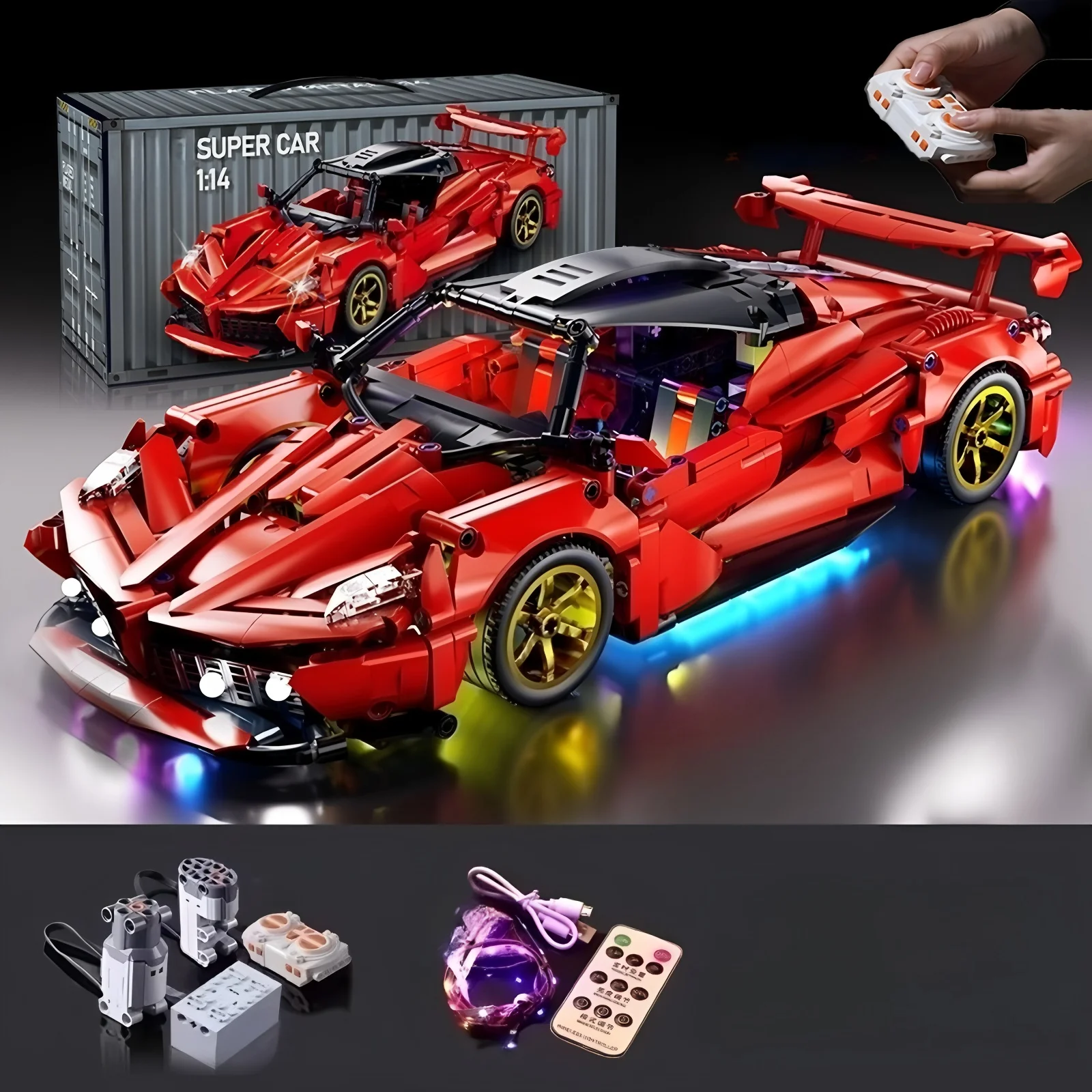1:14 Красный строительный блок, спортивный автомобиль, радиоуправляемая игрушка, игрушка из строительного блока автомобиля, подарок на день рождения, модель спортивного автомобиля своими руками, детский подарок
1:14 Красный строительный блок, спортивный автомобиль, радиоуправляемая игрушка, игрушка из строительного блока автомобиля, подарок на день рождения, модель спортивного автомобиля своими руками, детский подарок