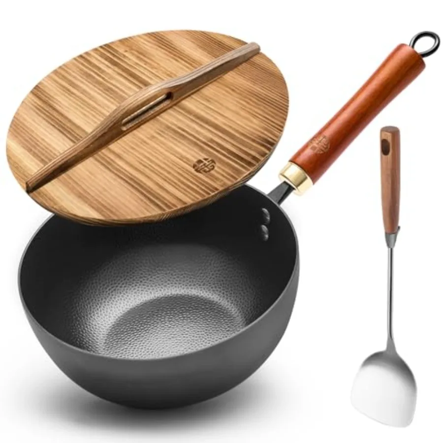 Carbon Steel Wok with Lid 8.7" Small Wok and Stir Fry Pan Professional Heavy Gauge Flat Bottom for Electric/Induction Stoves Pr
Carbon Steel Wok with Lid 8.7" Small Wok and Stir Fry Pan Professional Heavy Gauge Flat Bottom for Electric/Induction Stoves Pr