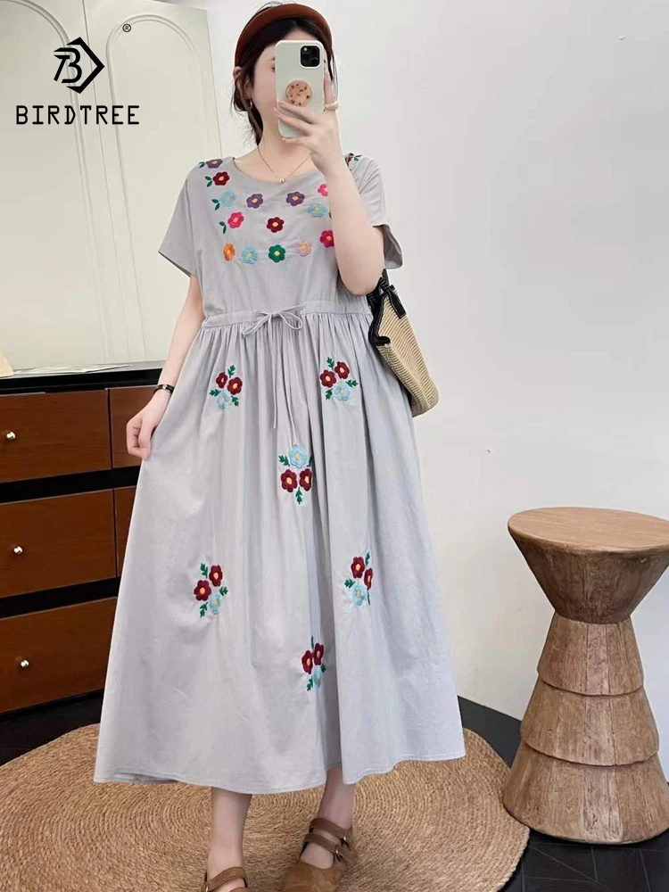 New 2026 Summer Women Cotton Short Sleeve Dresses, O Neck Floral Embroidery, Mori Girl Age Reduction Loose A-line Dress D64057CC
New 2026 Summer Women Cotton Short Sleeve Dresses, O Neck Floral Embroidery, Mori Girl Age Reduction Loose A-line Dress D64057CC