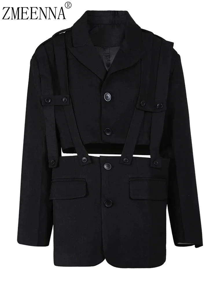ZMEENNA Black Hollow Out Big Size Blazer Women New Lapel Long Sleeve Loose Fit Jacket Fashion Tide Spring Autumn 2024 ZM3
ZMEENNA Black Hollow Out Big Size Blazer Women New Lapel Long Sleeve Loose Fit Jacket Fashion Tide Spring Autumn 2024 ZM3