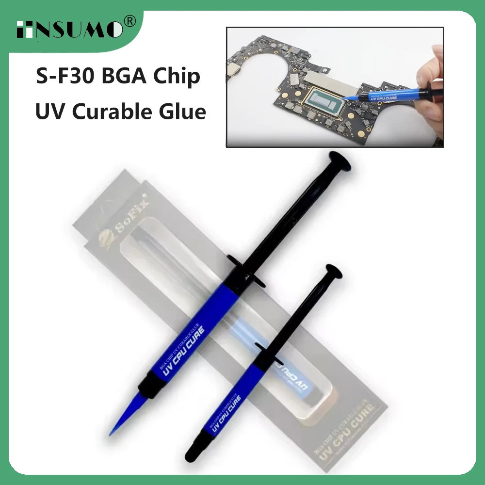 Sofix S-F30 3ml BGA Chip UV Curable Glue for Macbook Large BGA Chips Motherboard CPU PCH GPU Processors Graphics Cards Repair
Sofix S-F30 3ml BGA Chip UV Curable Glue for Macbook Large BGA Chips Motherboard CPU PCH GPU Processors Graphics Cards Repair