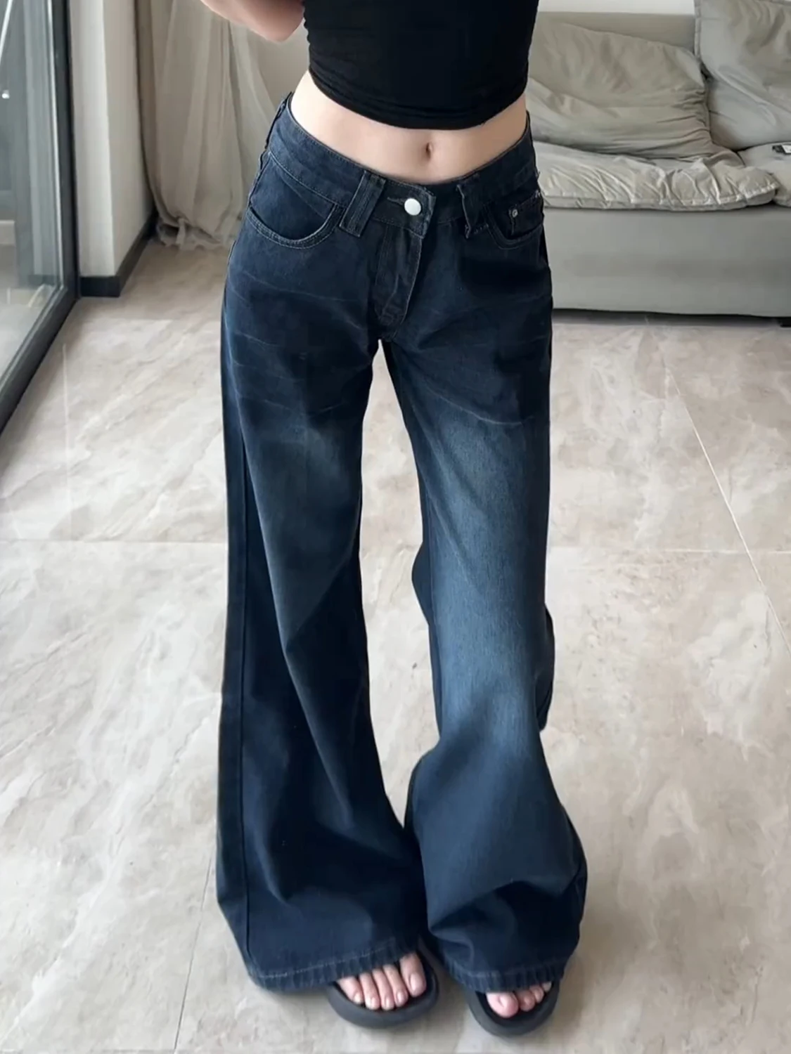 American Deep Blue Low Waist Wide Leg Jeans Women's New 2026 Small Size Loose Slim Straight Floor-Length Pants
American Deep Blue Low Waist Wide Leg Jeans Women's New 2026 Small Size Loose Slim Straight Floor-Length Pants