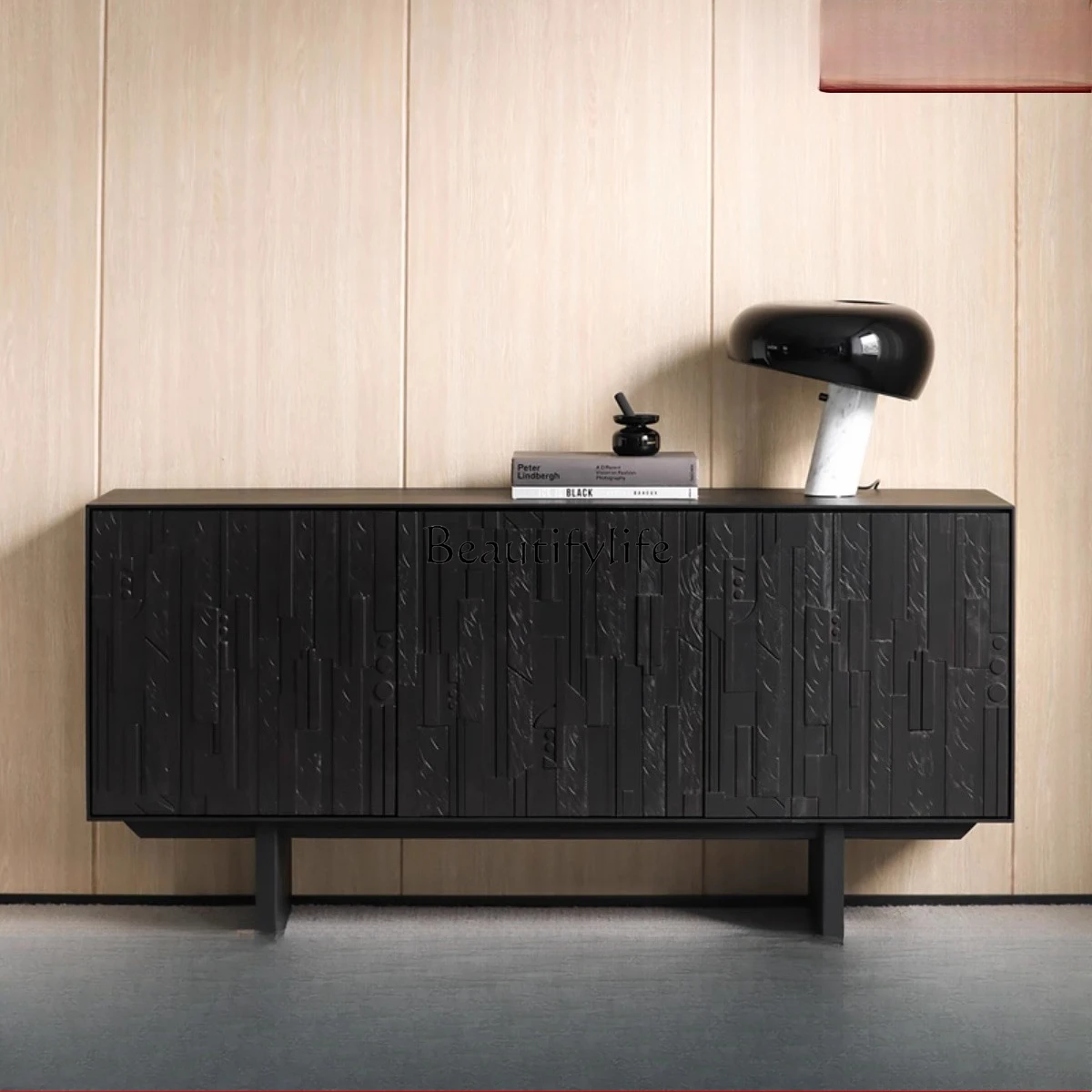 02*Nordic black carved dining side cabinet ash wood living room solid wood entrance cabinet retro
02*Nordic black carved dining side cabinet ash wood living room solid wood entrance cabinet retro