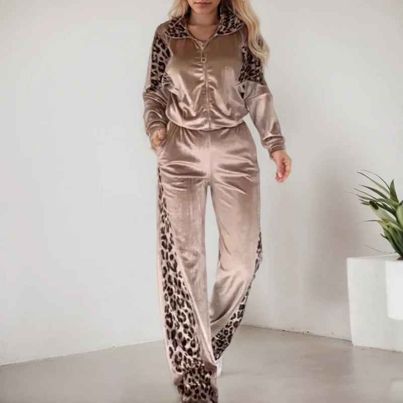 Streetwear Leopard Splicing Two Piece Set Fashion Long Sleeved Lapel Zipper Cardigan Jacket And High Waist Pants Suits For Women
Streetwear Leopard Splicing Two Piece Set Fashion Long Sleeved Lapel Zipper Cardigan Jacket And High Waist Pants Suits For Women