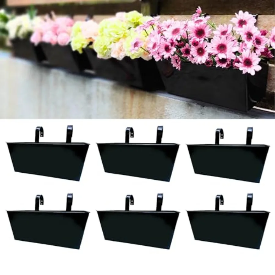 LaLaGreen Outdoor Rail Planter 6 Pack, 16 Inch Large Black Metal Wall Hanging Strawberry Flower Pots, Rectangle Balcony Deck Ra
LaLaGreen Outdoor Rail Planter 6 Pack, 16 Inch Large Black Metal Wall Hanging Strawberry Flower Pots, Rectangle Balcony Deck Ra