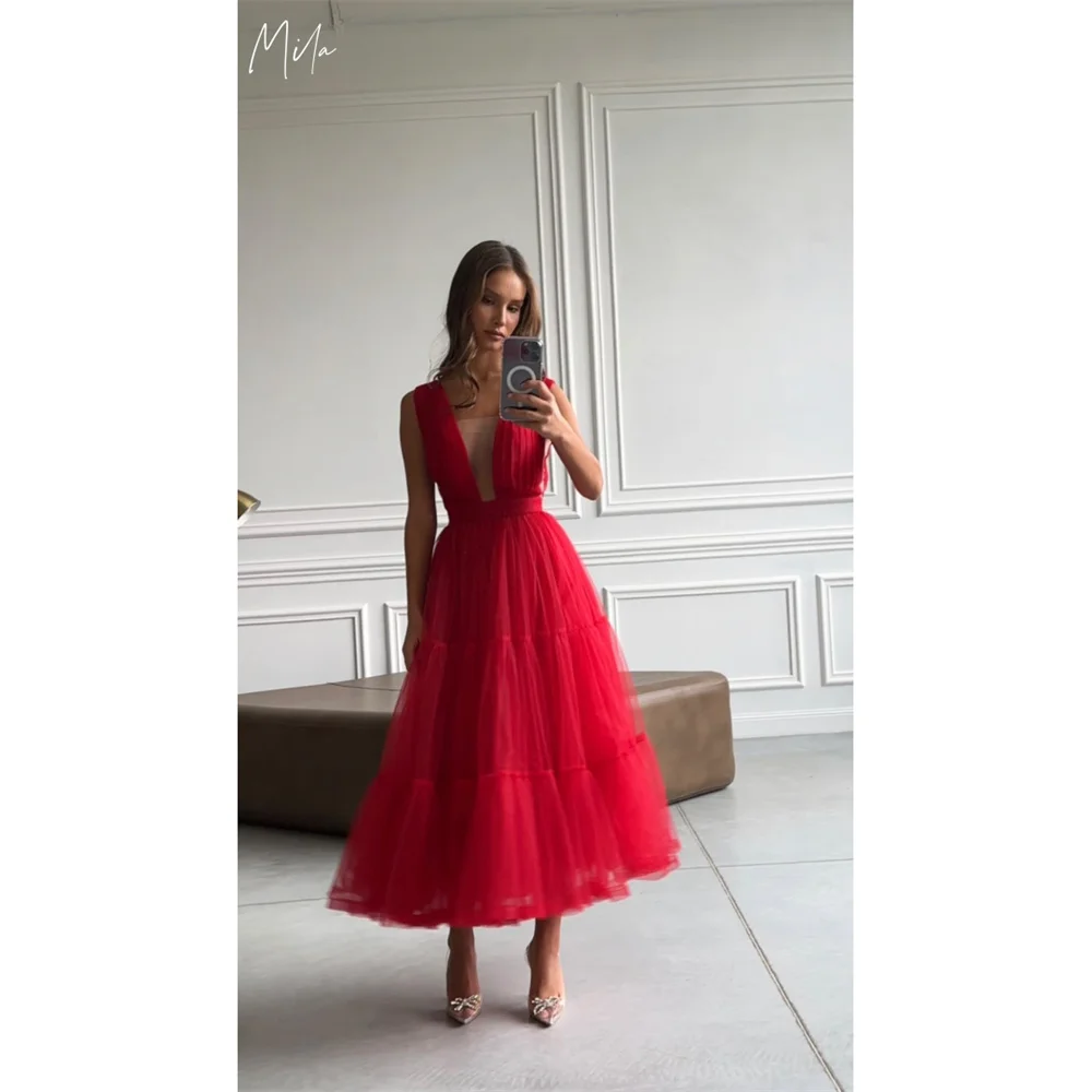 Mila Red Square Collar Ball Gown Party Dresses Tulle Ankle-Length Evening Dresses Elegant Customized Prom Dresses 2025
Mila Red Square Collar Ball Gown Party Dresses Tulle Ankle-Length Evening Dresses Elegant Customized Prom Dresses 2025