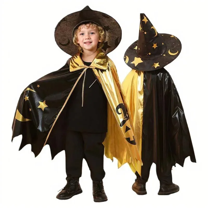 Boys Girls Wizard Cape with Hat Halloween Witch Party Costumes for Kids Children Cosplay Cloak Fancy Dress
Boys Girls Wizard Cape with Hat Halloween Witch Party Costumes for Kids Children Cosplay Cloak Fancy Dress