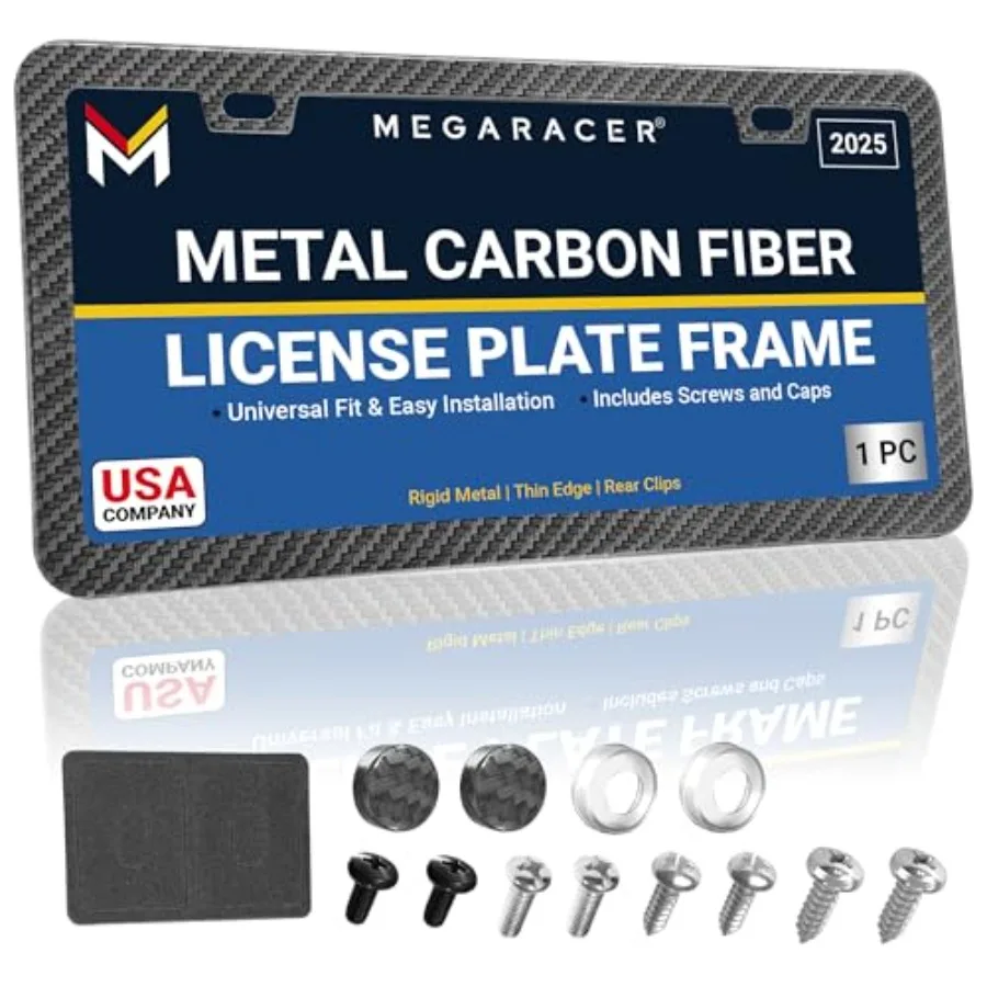 Premium Slim Carbon Fiber Design License Plate Frame 1 Piece, Rust-Free Stainless Steel and Rattle-Free, Street Legal, Universa
Premium Slim Carbon Fiber Design License Plate Frame 1 Piece, Rust-Free Stainless Steel and Rattle-Free, Street Legal, Universa
