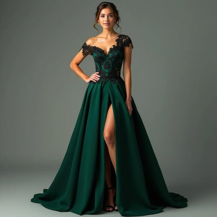 Black Lace Evening Dresses Women Green vestidos de noche Dubai Arabic Prom Dress 2025 Customized Satin Slit Party فساتين سهرة
Black Lace Evening Dresses Women Green vestidos de noche Dubai Arabic Prom Dress 2025 Customized Satin Slit Party فساتين سهرة