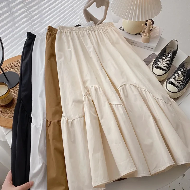 2025 New Spring Elegant Midi Skirts Women All Match Solid High Waist A-Line Umbrella Casual Korean White Skirts Streetwear
2025 New Spring Elegant Midi Skirts Women All Match Solid High Waist A-Line Umbrella Casual Korean White Skirts Streetwear