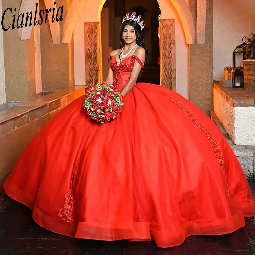 Red Off The Shoulder Quinceanera Dresses Ball Gown Appliques Lace Sweet 15 Vestidos De XV Años
Red Off The Shoulder Quinceanera Dresses Ball Gown Appliques Lace Sweet 15 Vestidos De XV Años