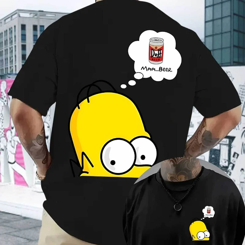 Summer Simpsons Pattern Casual Short-sleeved T-shirt, Printed with Classic Yellow Characters and "Duff Beer" Can Pattern Print
Summer Simpsons Pattern Casual Short-sleeved T-shirt, Printed with Classic Yellow Characters and "Duff Beer" Can Pattern Print