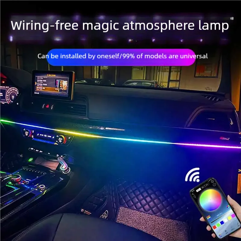 2 in 1 64 Color RGB Symphony Car Ambient Light Interior Acrylic Guide LED Strip Light Decoration Atmosphere Lamp by APP Control
2 in 1 64 Color RGB Symphony Car Ambient Light Interior Acrylic Guide LED Strip Light Decoration Atmosphere Lamp by APP Control
