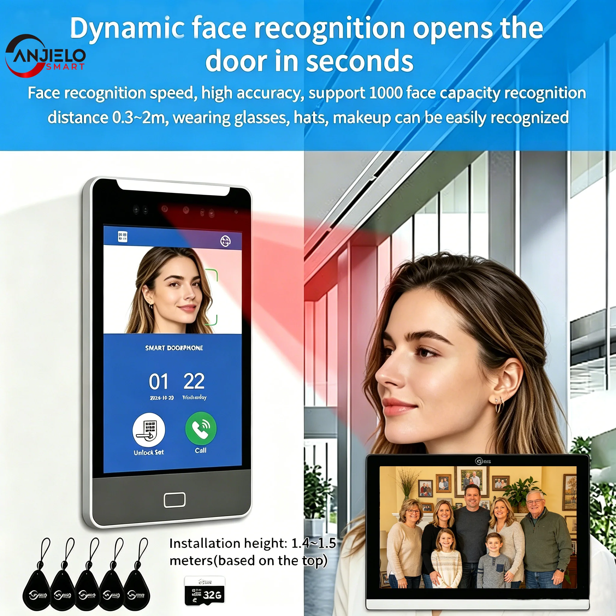 ANJIELO TUYA Smart 5IN1 Video Intercom AI Face Recognition Doorbell for Villas High-Rise Buildings Apartments And Offices
ANJIELO TUYA Smart 5IN1 Video Intercom AI Face Recognition Doorbell for Villas High-Rise Buildings Apartments And Offices