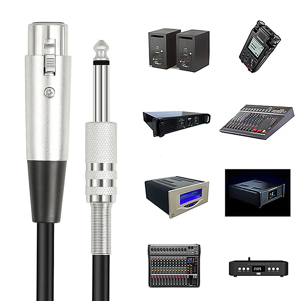 XLR Female To 1/4 (6.35mm) TS Mono Jack Mic Cord Braided Unbalanced Microphone Cable for Speaker Guitar Amplifier AMP Mixer Etc
XLR Female To 1/4 (6.35mm) TS Mono Jack Mic Cord Braided Unbalanced Microphone Cable for Speaker Guitar Amplifier AMP Mixer Etc