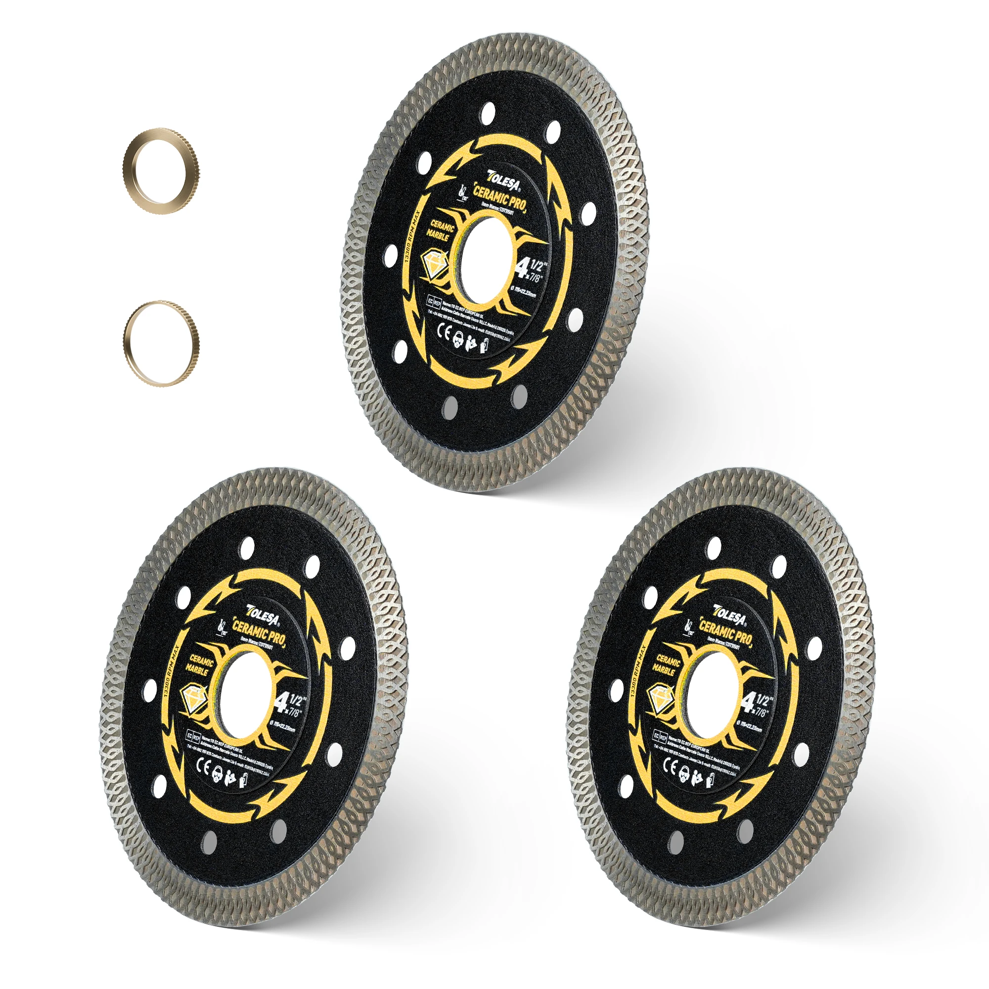 TOLESA 1PC/3PCS 115mm Super Thin Diamond Blade, Diamond Saw Blades for Angle Grinder, 4.5" Tile Blade for Ceramic Granite Marble
TOLESA 1PC/3PCS 115mm Super Thin Diamond Blade, Diamond Saw Blades for Angle Grinder, 4.5" Tile Blade for Ceramic Granite Marble