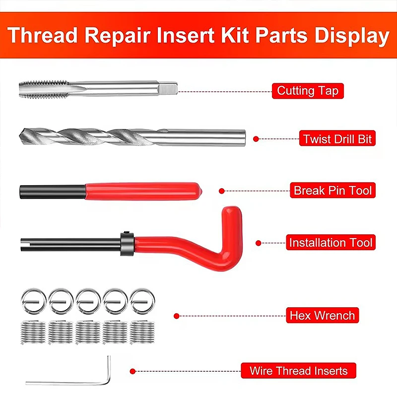 30Pcs Metric Thread Repair Insert Kit M5 M6 M8 Car Pro Coil Tool M8*0.8Thread Repair Insert Kit
30Pcs Metric Thread Repair Insert Kit M5 M6 M8 Car Pro Coil Tool M8*0.8Thread Repair Insert Kit