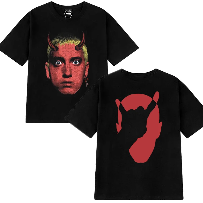 Singer Eminem Devil Horn 90s vintage Graphic T Shirt Men Women gothic Oversized Tops Unisex 100% Cotton short sleeve T-shirts
Singer Eminem Devil Horn 90s vintage Graphic T Shirt Men Women gothic Oversized Tops Unisex 100% Cotton short sleeve T-shirts