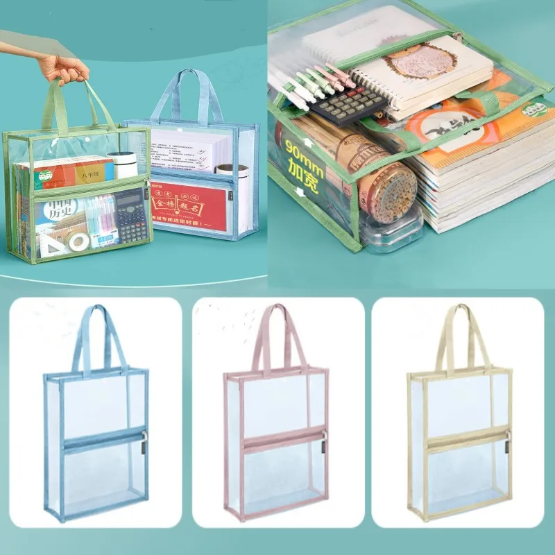 PVC Transparent Portable Document Bag Large Capacity A4 Stationery Storage Bag File Folders Textbook Test Papers Handbag
PVC Transparent Portable Document Bag Large Capacity A4 Stationery Storage Bag File Folders Textbook Test Papers Handbag