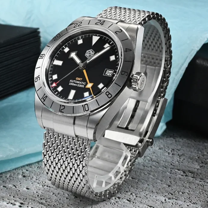 San Martin Men Automatic Watch GMT 39MM Mechanical Wristwatch 10Bar Waterproof BGW-9 Luminous Sapphire Mesh Milanese Strap NH34
San Martin Men Automatic Watch GMT 39MM Mechanical Wristwatch 10Bar Waterproof BGW-9 Luminous Sapphire Mesh Milanese Strap NH34