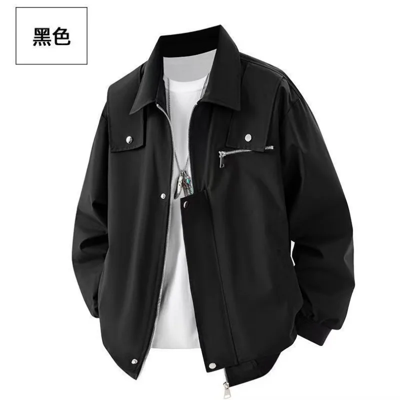 Универсальная мужская куртка с лацканами American High Street, весенне-осенняя новая однотонная повседневная свободная куртка 
Универсальная мужская куртка с лацканами American High Street, весенне-осенняя новая однотонная повседневная свободная куртка